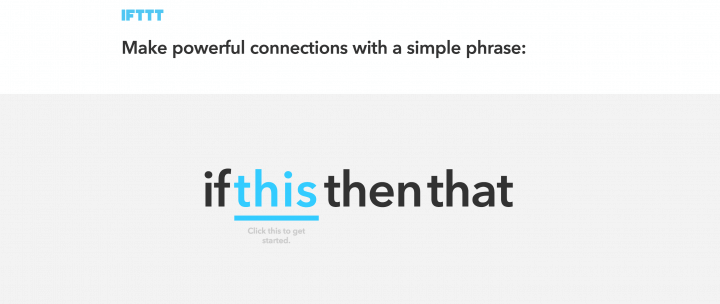 The first "starter" screen you'll see after logging into IFTTT