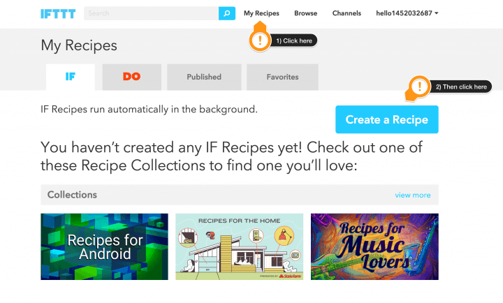 IFTTT creating your first recipe