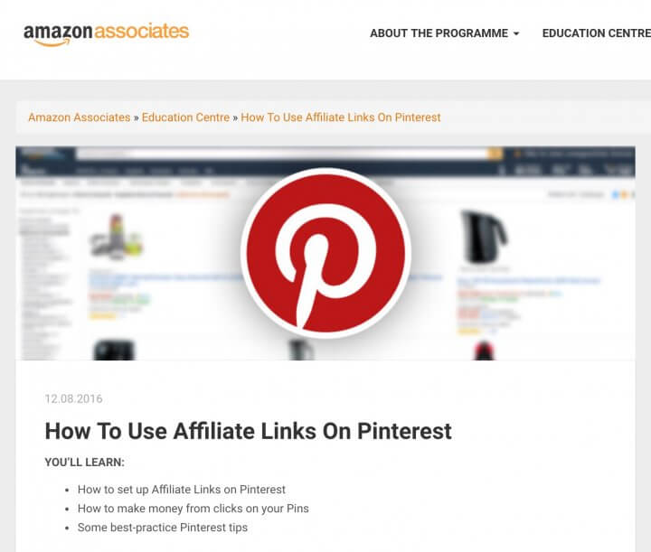 Amazon Associates in the EU allow Pinterest