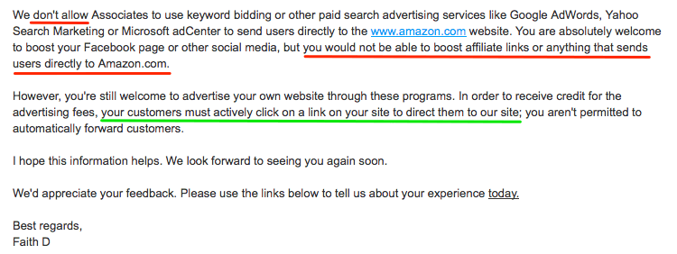 reply from Amazon Associates