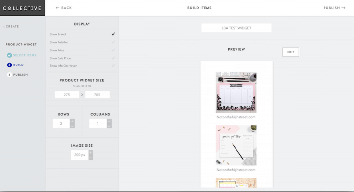 Shopstyle Collective widget options